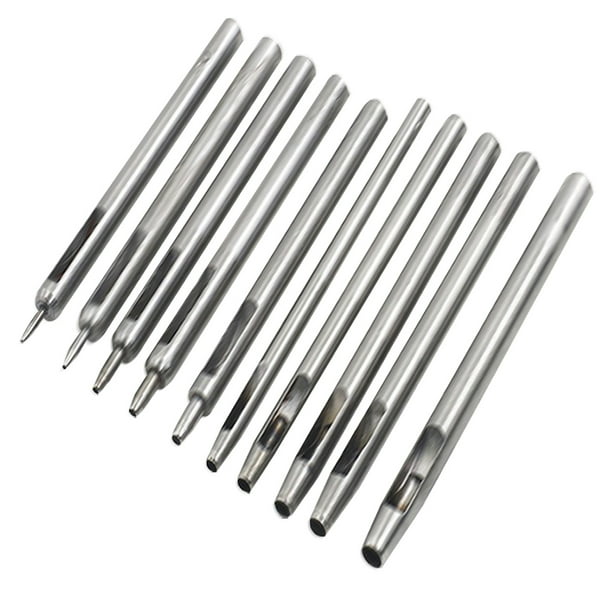 10PCS Round Hollow Drilling Punching Tools 0.5-5mm Punch Set Leather Belt Hole Punches DIY 